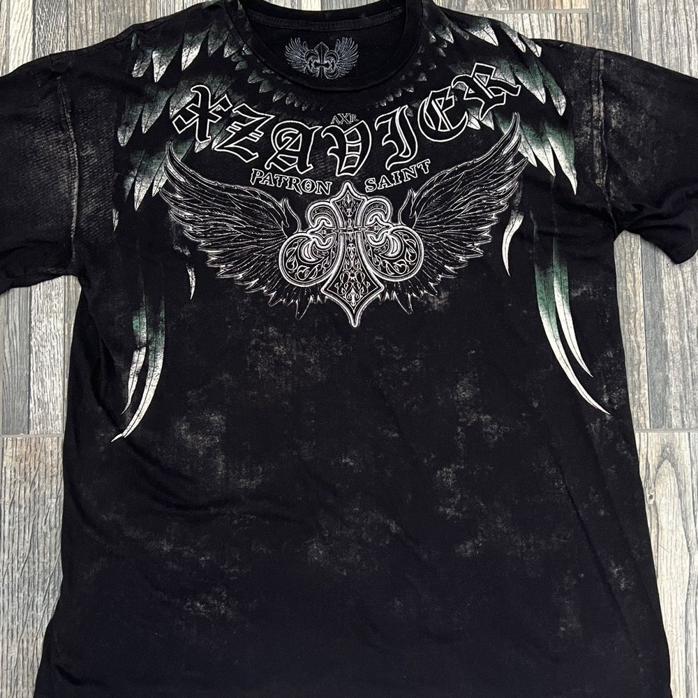 🔥🔥 Y2K XZAVIER UNLIMITED PATRON SAINT Affliction Style Graphic Tee 2XL - EUC